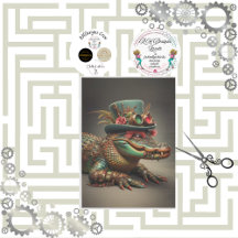 Decoupage Steampunk Alligator Top Hat com pena
