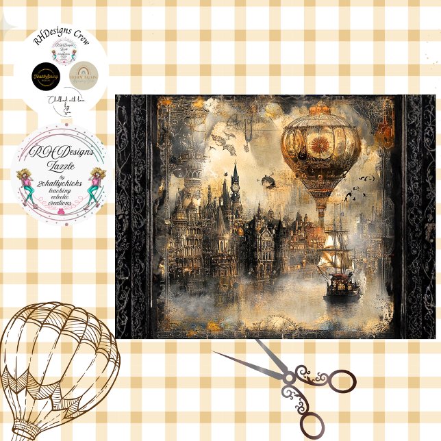 Papel De Seda Decoupage Steampunk Balloon Ireland  (Criador carregado)