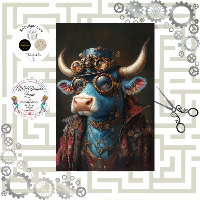 Papel De Seda Decoupage Steampunk Bull Sir Brasshoof (Criador carregado)
