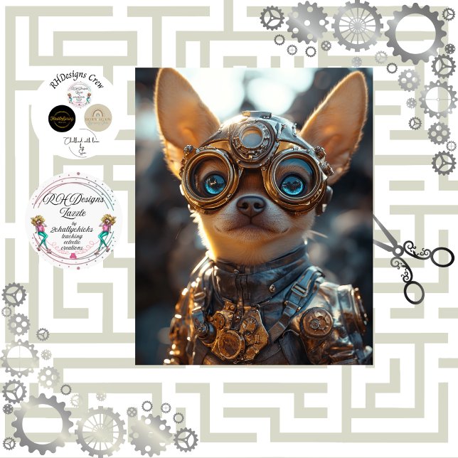 Papel De Seda Decoupage Steampunk Chihuahua Cogsley (Criador carregado)