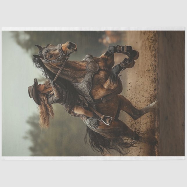 Papel De Seda Decoupage Steampunk Cowgirl Rider (Frente )