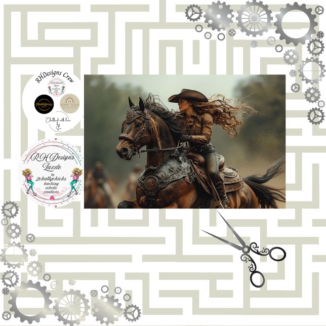 Papel De Seda Decoupage Steampunk Cowgirl Rodeo Rider (Criador carregado)