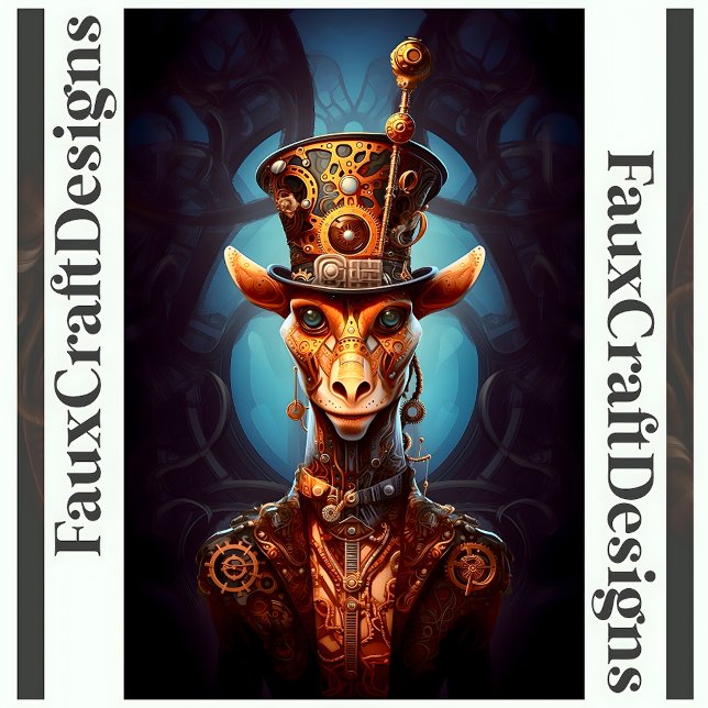 Papel De Seda Decoupage Steampunk Funky Giraffe Hat Faux Ink 035 (Criador carregado)