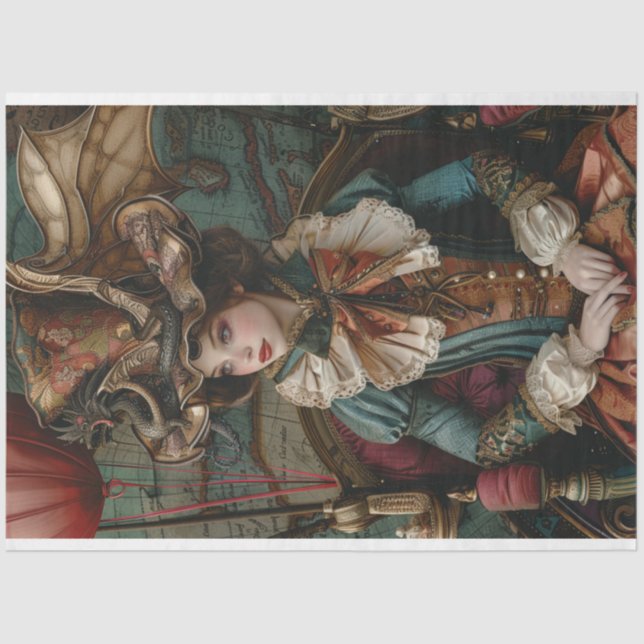 Papel De Seda Decoupage Steampunk GearHearter Traveler (Frente )