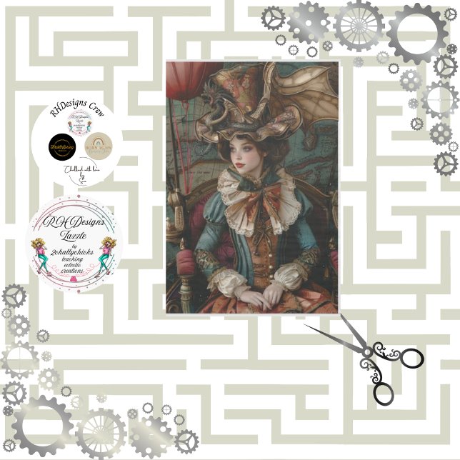 Papel De Seda Decoupage Steampunk GearHearter Traveler (Criador carregado)
