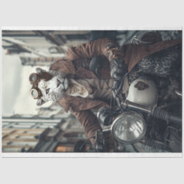 Papel De Seda Decoupage Steampunk Leo Lepard Motorcycle Rider