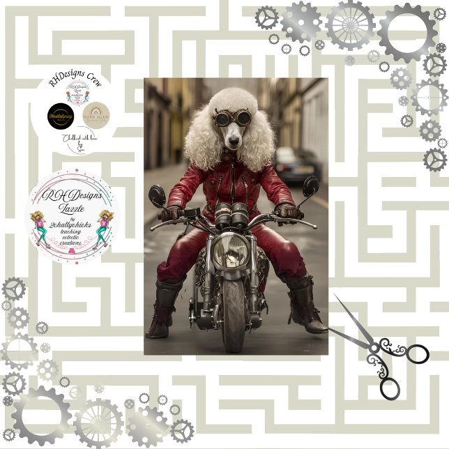 Papel De Seda Decoupage Steampunk Motocicleta Poodle (Criador carregado)