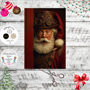 Papel De Seda Decoupage Steampunk Papai Noel Vislumbre Engrenage