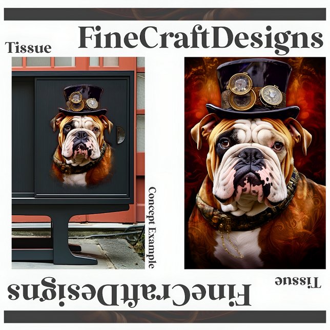 Papel De Seda Decoupage Steampunk Regal Bulldog Britânico Esquer (Criador carregado)