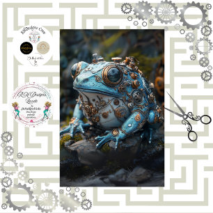 Papel De Seda Decoupage Steampunk Sapo Azul