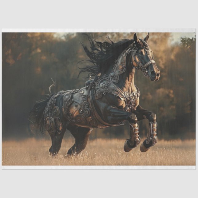 Papel De Seda Decoupage Steampunk Stallion Copper IRONMANE (Frente )