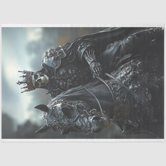 Papel De Seda Decoupage Steampunk Stallion e King Skeleton (Frente )