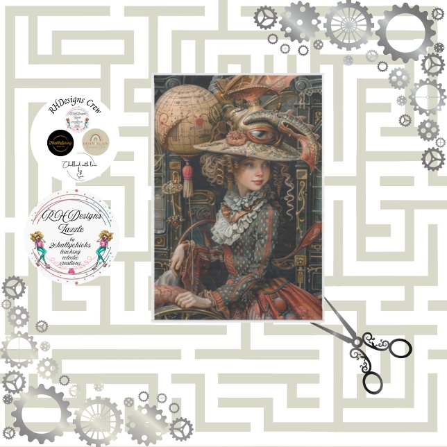 Papel De Seda Decoupage Steampunk Traveler Victorian Girl (Criador carregado)