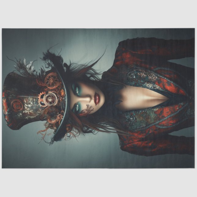 Papel De Seda Decoupage Steampunk Victorian Bonita Mulher (Frente )