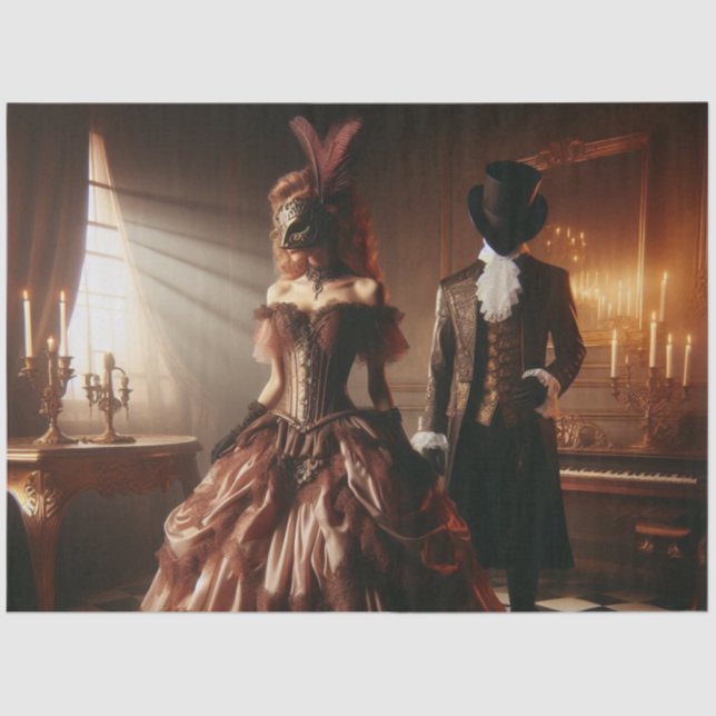 Papel De Seda Decoupage Steampunk Victorian Fantasy Masquerade  (Frente )