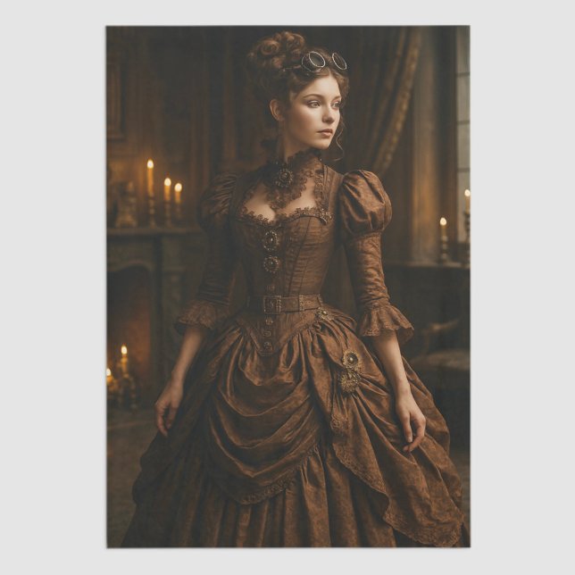 Papel De Seda Decoupage Steampunk Victorian Lady in Brown (Criador carregado)