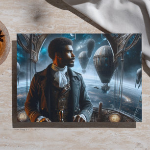Papel De Seda Decoupage Steampunk Vitoriano Capitão Espacial Aér