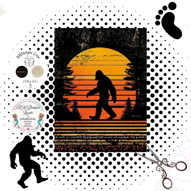 Papel De Seda Decoupage Sunset Bigfoot Silhouette Walking  (Criador carregado)