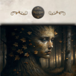 Papel De Seda Decoupage Surreal da Árvore de Outono