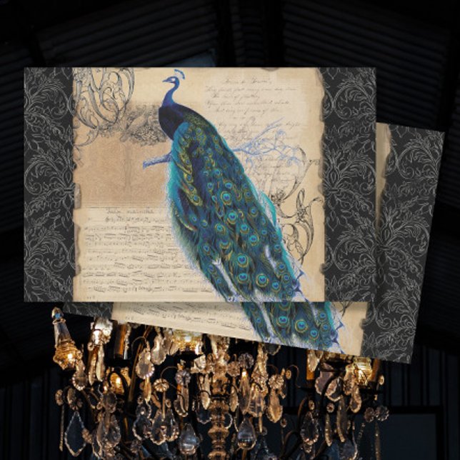 Papel De Seda Decoupage T de Aves Botânicas da Elegante Peacock  (Criador carregado)