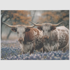 Papel De Seda Decoupage Texas Longhorns Campo Flores Bluebonnet
