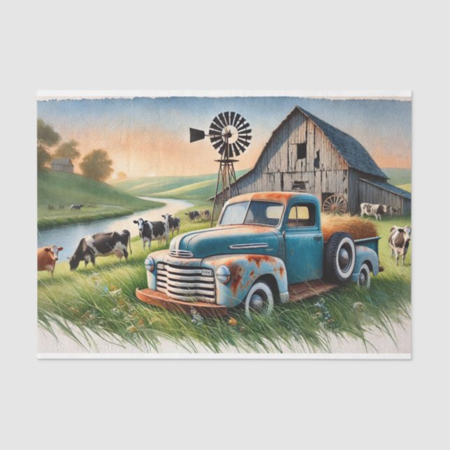 Papel De Seda  decoupage tissue paper met oude truck, decouupage (Frente )