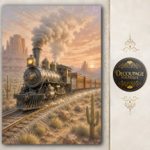 Papel de Seda Decoupage Trem a Vapor Ocidental