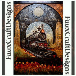 Papel De Seda Decoupage Trem Loco Steampunk Falso Mosaico 039