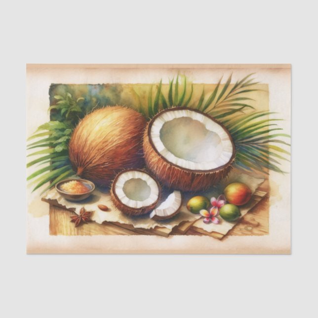 Papel De Seda Decoupage Tropical Coco Vintage (Frente )