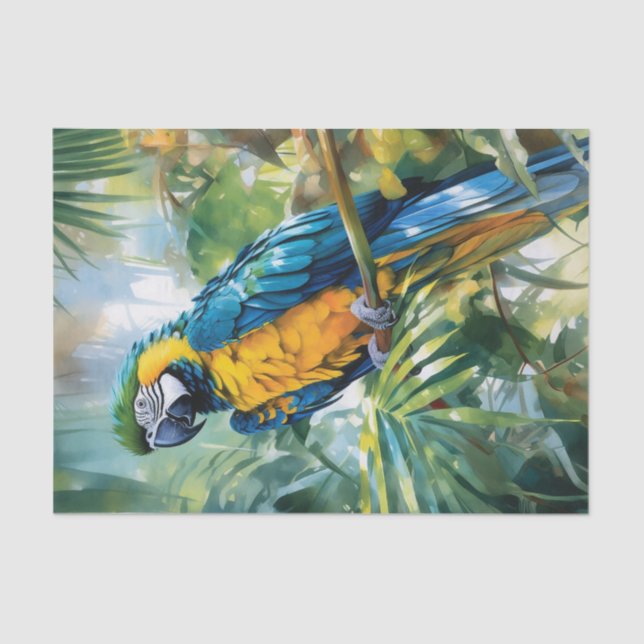 Papel De Seda Decoupage Tropical de Macaw de Watercolor (Frente )