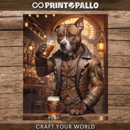 Papel De Seda Decoupage - Um pitbull steampunk e cerveja -