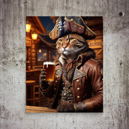 Papel De Seda Decoupage - Uma cerveja de bebendo de gato pirata