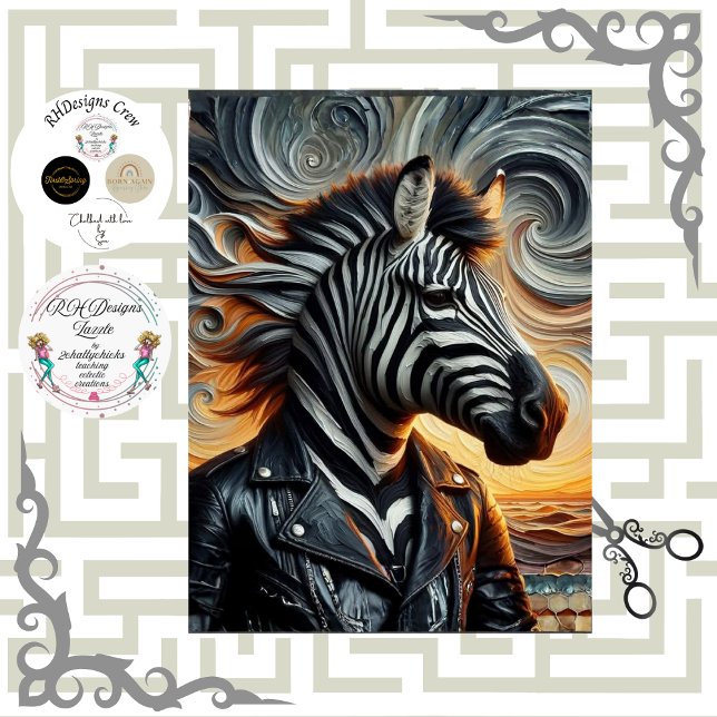 Papel De Seda Decoupage Urban Zebra Rebel Art (Criador carregado)