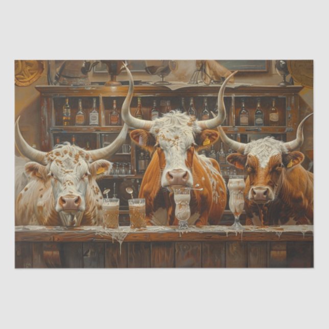 Papel De Seda Decoupage Vacas Longhorn Bar Milshakes (Frente )