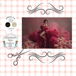 Papel De Seda Decoupage Valentine Lady in Red Corset Lace 