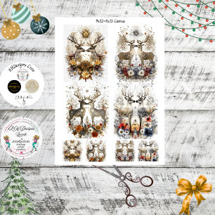 Papel De Seda Decoupage Veado Caprichoso Floral Vida Selvagem Ál