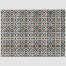 Papel De Seda Decoupage Verde Azul do Mosaico do Mediterrâneo