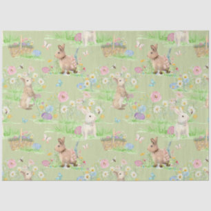 Papel De Seda Decoupage Verde da int Bunny Floral Butterfly