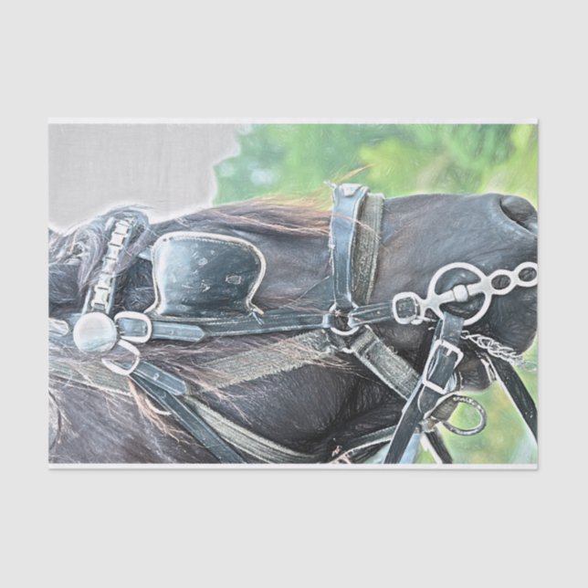 Papel De Seda Decoupage Verde Marrom Russo Horso Ocidental (Frente )