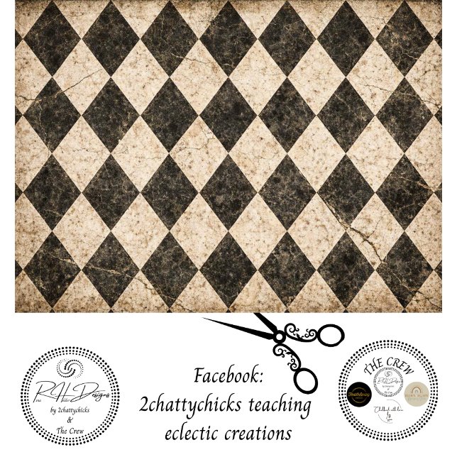 Papel De Seda Decoupage Vintage Distressed Harlequin Wonderland  (Criador carregado)