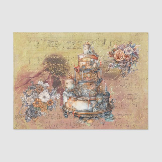 Papel De Seda Decoupage Vintage Ephemera Steampunk (Frente )