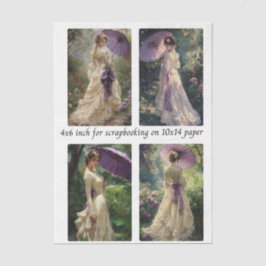 Papel De Seda Decoupage Vintage Garden Lady 4x6" Mould Frames