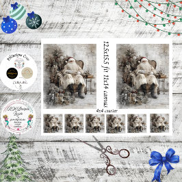 Papel De Seda Decoupage Vintage Santa Scrapbooking 11x14 Canvas