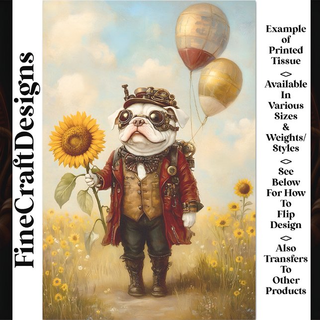 Papel De Seda Decoupage Vitoriana Steampunk French Buldogue AS8 (Criador carregado)