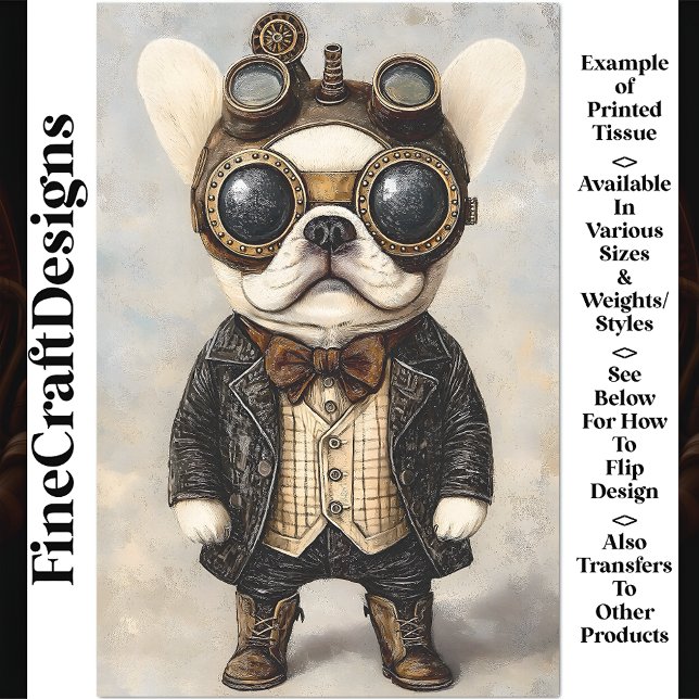 Papel De Seda Decoupage Vitoriana Steampunk French Buldogue AS8 (Criador carregado)