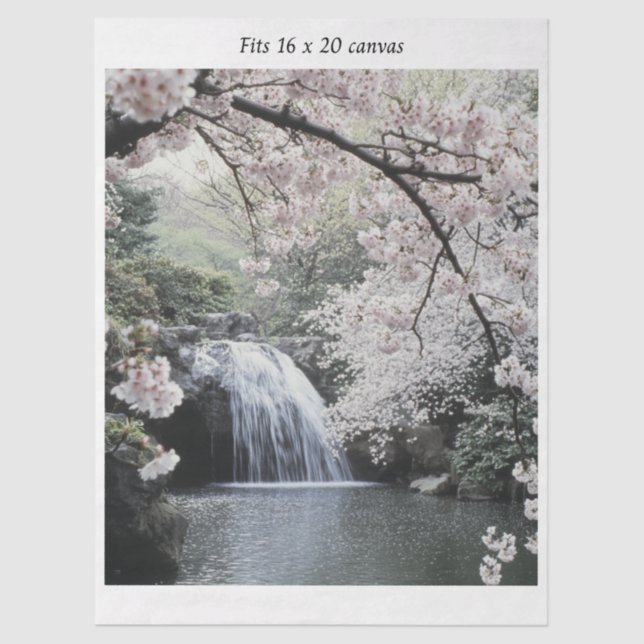 Papel De Seda Decoupage Waterfall Cherry Blossom Fits 16x20  (Frente )