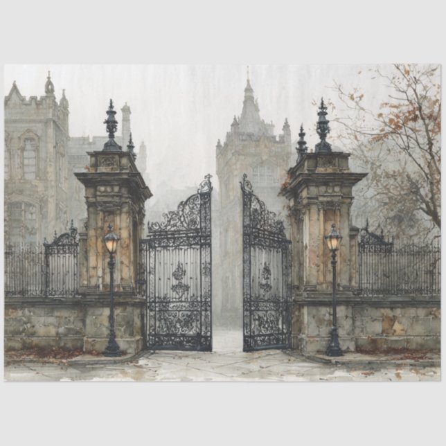 Papel De Seda Decoupage Weathered Iron Gate Castle, Irlanda (Frente )