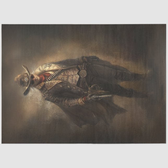 Papel De Seda Decoupage Western Cowboy Sherriff Wild West (Frente )