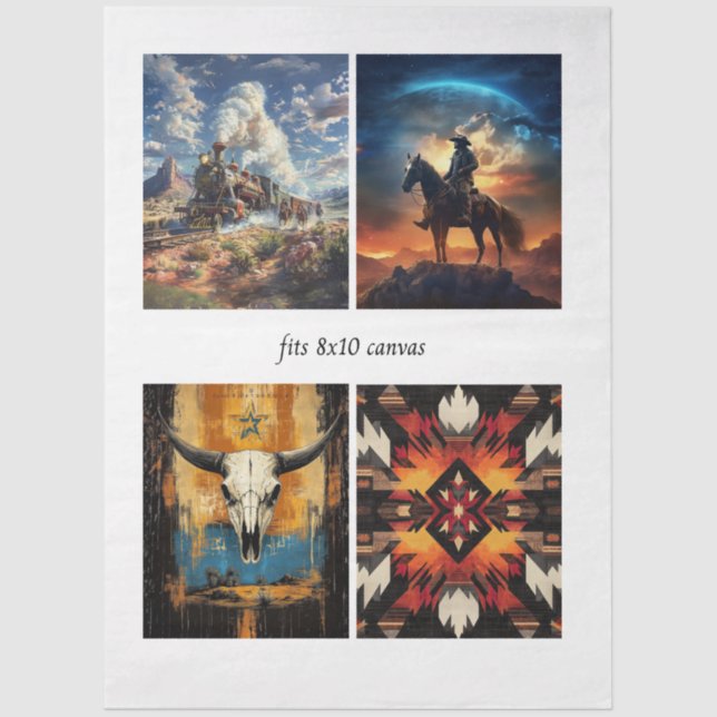 Papel De Seda Decoupage Western & Tribal 8x10 Canvas Designs  (Frente )