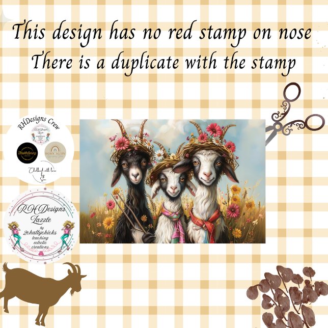 Papel De Seda Decoupage Whimsical 3 Goats In Field (Criador carregado)